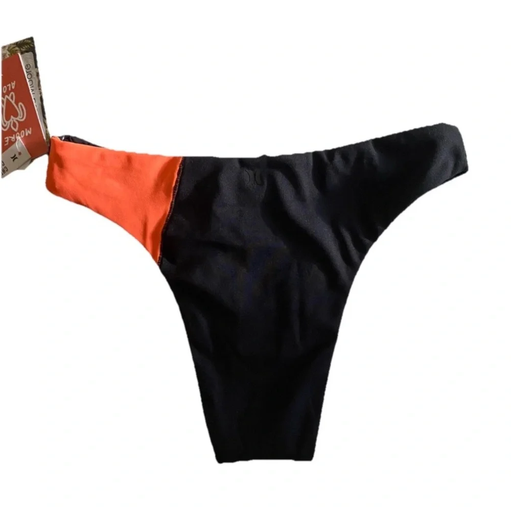Hurley Bikini Set Women’s XS/S Orange Black Cheeky Coverage 2 Piece Swimsuit